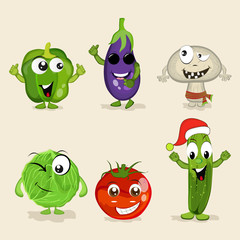 Set of funny vegetable characters.