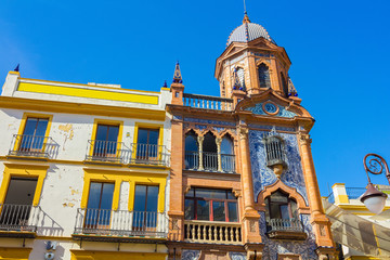 Fototapeta premium arabesque style buildings with highly decorated in Seville, Spai