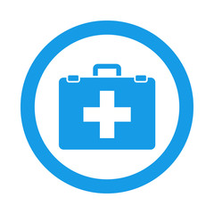 Obraz premium Icono redondo botiquin azul