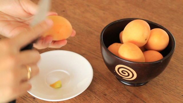 Peel Sweet Marian Plum Thai Fruit, stock footage