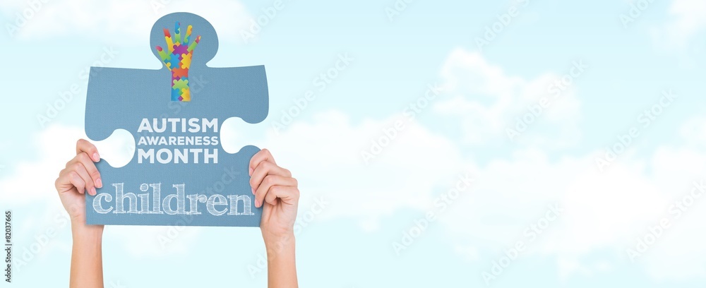 Aufkleber composite image of hands showing jigsaw puzzle
