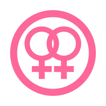 Icono redondo lesbico rosa