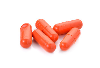 drugs capsules on white background