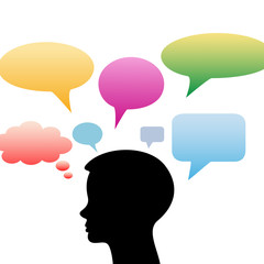 People with colorful speech bubble as idea concept