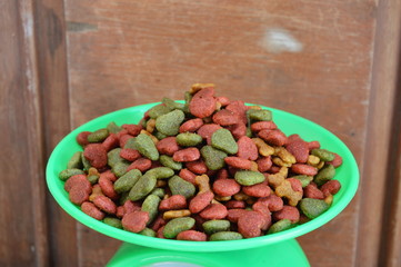 pet food on weighting scale