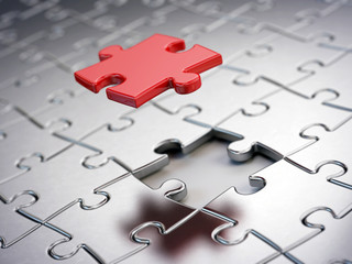 Fototapeta premium Falling Red puzzle piece