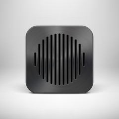 Black Abstract App Icon Button Template with Metal Texture