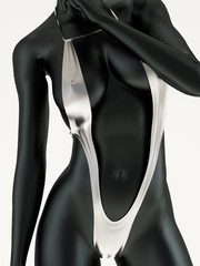 Black and white metallic body art