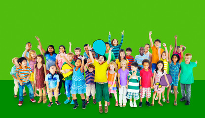 Fototapeta premium Multiethnic Children Smiling Happiness Friendship Concept