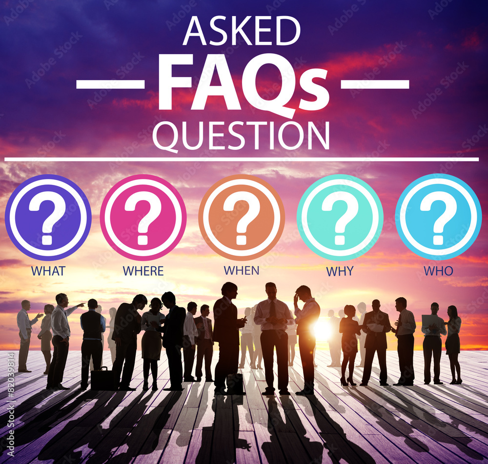 Aufkleber frequently asked questions faq problems concept