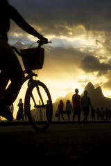 Biking Silhouettes Ipanema Beach Rio de Janeiro Brazil