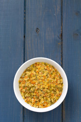 pasta stars in white bowl
