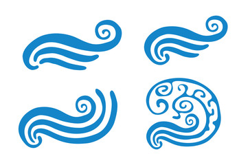 Fototapeta premium Vector illustration of abstract blue wave, set