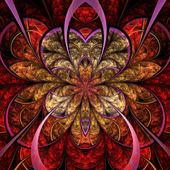 Fiery fractal flower, digital artwork