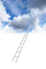 Metal ladder goes to the cloudy sky