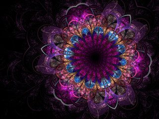 Fototapeta premium Dark spring themed fractal flower, digital artwork