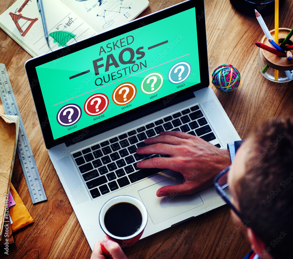 Poster frequently asked questions faq problems concept
