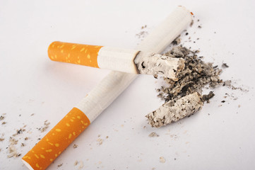 Two cigarettes, one is lit