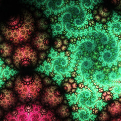 Dark spring themed fractal flower, digital artwork