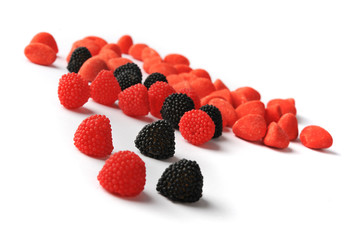 Assortment of black and red candies