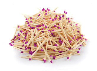 Pile of matches with purple tips