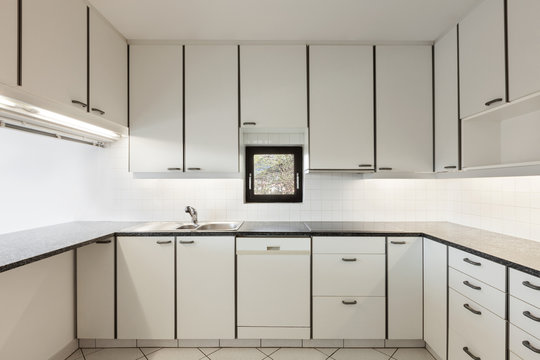 Interiors of empty apartment, kitchen