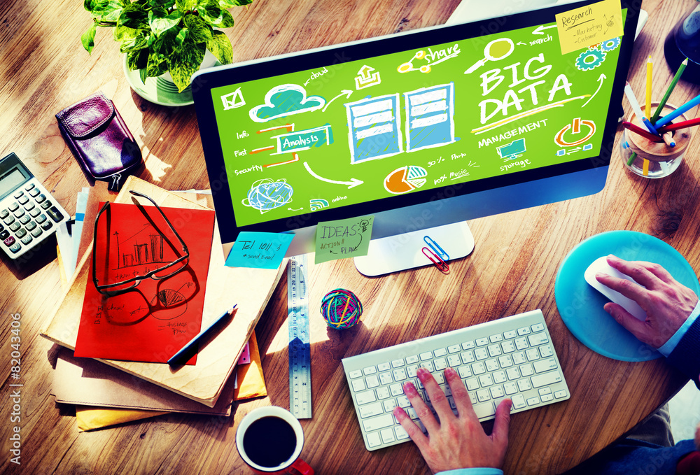Poster big data storage online technology database concept