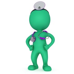 Doctor with a stethoscope and mirror.