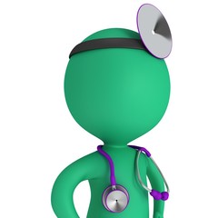 Doctor with a stethoscope and mirror.