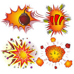 Retro Comic Book Vector Boom Explosion
