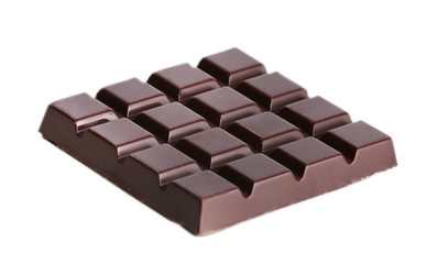 Black chocolate bar isolated on white