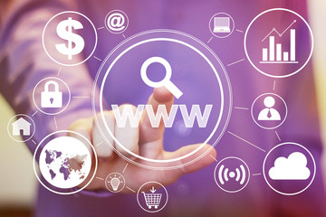 Business button www search web virtual set