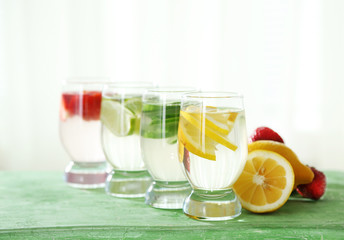 Glasses of different home made freshness healthy