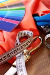 Samples of colorful fabric, closeup