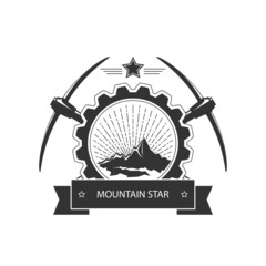 Vintage emblem of the mining industry