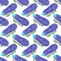 Seamless watercolor pattern with eggplant on the white