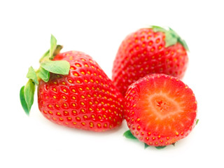 Beautiful strawberries isolated on white background.