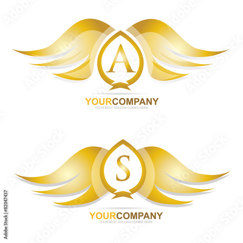 "Gold golden wings logo icon set" Stock image and royalty-free vector files on Fotolia.com - Pic