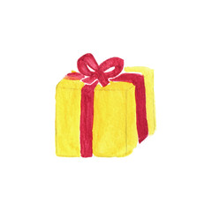 Vibrant gift box. Watercolor object on the white background