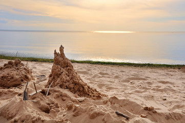 sandcastles, Latvia, Baltic Sea