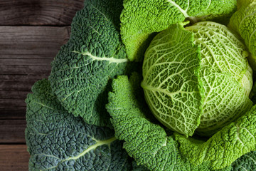 Savoy cabbage superfood. Top view