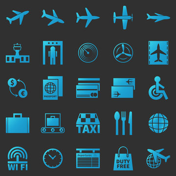 Airport icons vector set