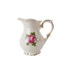 Porcelain Jar with a pattern of roses and gold on white