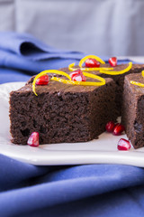 Brownie pieces on a wooden board