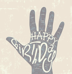 Fototapeta premium Typographical retro grunge vector Birthday Card.