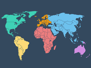 Fototapeta na wymiar World map illustration, stock vector