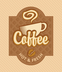 banner with a cup of coffee and beans