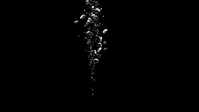 Air Bubbles Rising Underwater Beautiful 3d Animation. HD 1080.