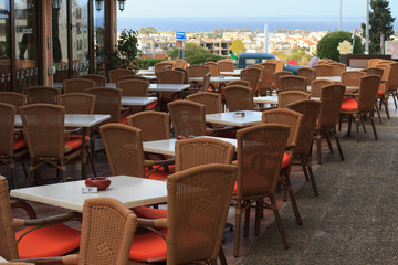Street cafe overlooking the sea