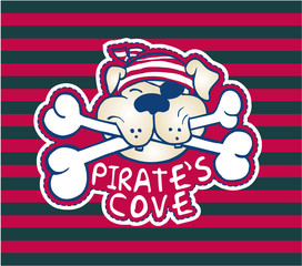 Dog Pirate Cartoon for t-shirt or Card